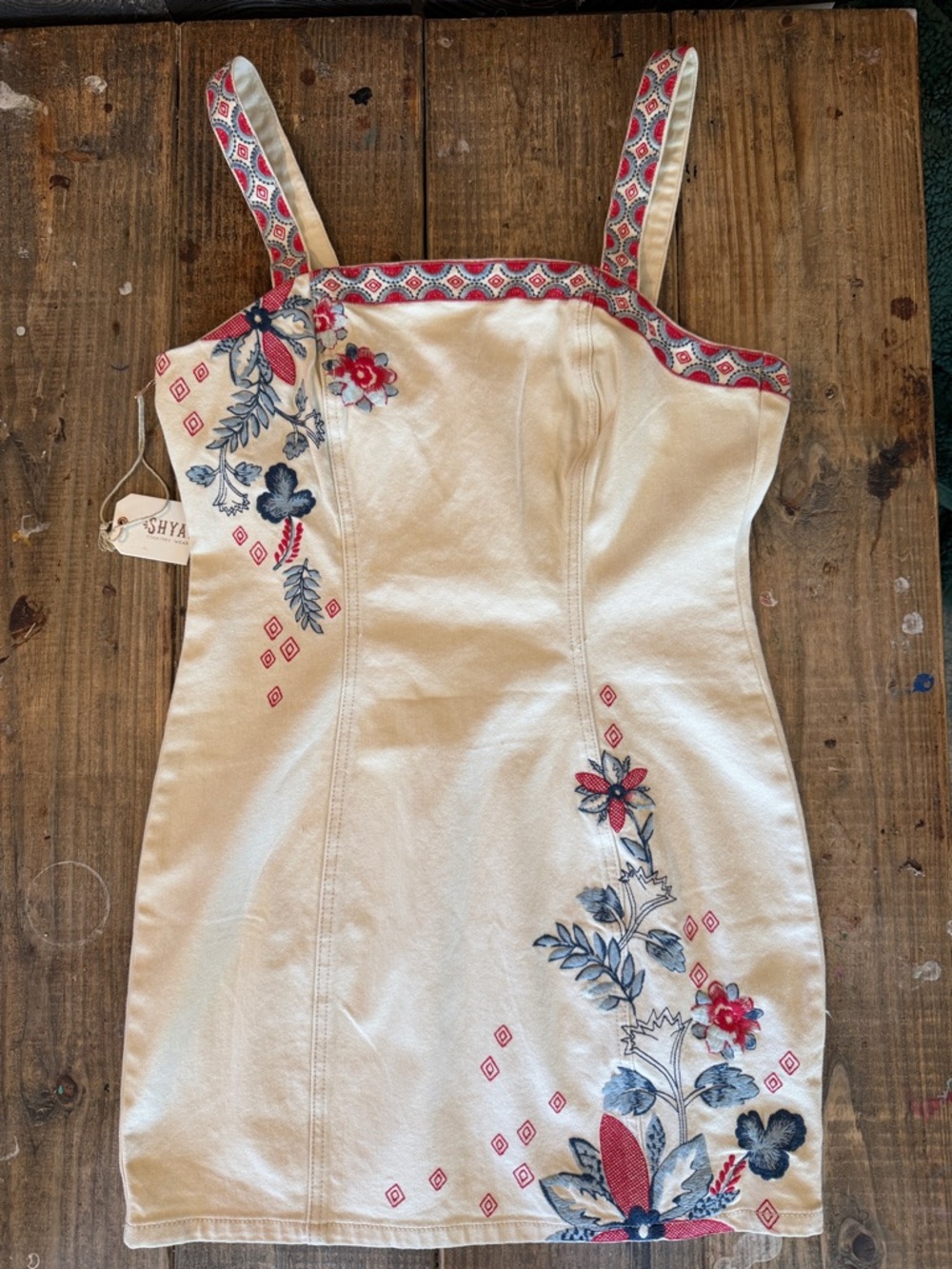 Shyanne Cream High-Rise Denim Dress NWT
